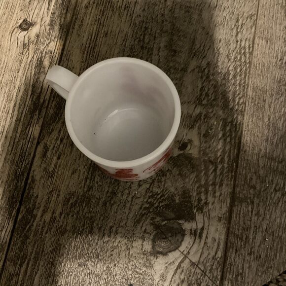 Vintage Red Rooster Milk Glass Coffee Cup - Picture 4 of 5